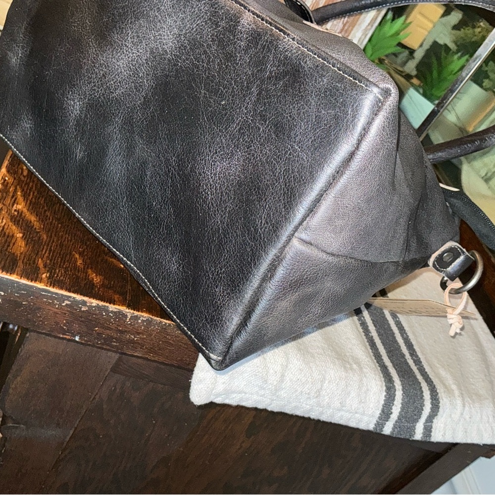 NWT Bed Stu Leather Rachel Shoulder Crossbody Bag Tote Black Rustic Retail $345 - Picture 10 of 14